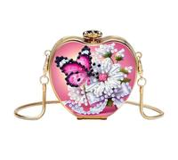 CXINLky DIY Diamond Art Painting Borsa a tracolla portatile con specchio integrato per anelli, orecchini, rossetto, 05-fiori