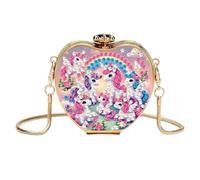 CXINLky DIY Diamond Art Painting Borsa a tracolla portatile con specchio integrato per anelli, orecchini, rossetto, 40-cavallo