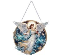 CXINLky DIY Diamond Art Painting - Ciondolo con catena a forma di angelo, per pittura a forma di angelo e finestra, 5D, kit di arazzo da parete per finestre, pareti, giardini, decorazioni 01 angeli