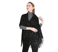 CXJGCRDM Sciarpa Imitazione Cashmere A Scialle di Perline di Perline Spessa Nappa Calda Sciarpa Femminile-nero-180 Cm
