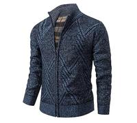 CXKOLD Maglione Uomo Girocollo Stand Up Pullover Cable Woven Chunky Winter Fashion Button Sweater Knit Crew Neck Lavorato a Maglia