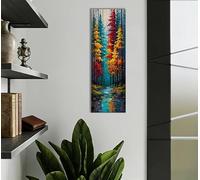 CXLLSDP Stampa su tela a striscia verticale lunga, immagine murale di una foresta autunnale, paesaggio colorato, poster per ingresso e comodino (30x90 cm/cornice interna)