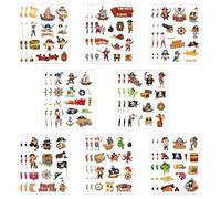 CXNXFD 24 fogli adesivi pirati per bambini, adesivi pirati, scrapbooking, 8 diversi design per feste di compleanno, artigianato, ricompensa