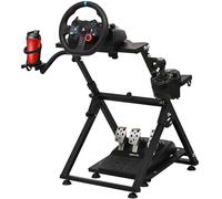 CXRCY Sim, simulatore di pilotaggio con portabicchieri, supporto per ruota da corsa per Logitech G920 G29 G27 G25, supporto per ruota da gioco pieghevole regolabile in altezza (ruota e pedali non
