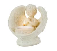 CXRYLZ-FUR Porta Candele Angelo Custode, Angel Wings Statue da Giardino in Resina, Angioletti Natalizi in Preghiera per Mamma da Figlia, per Il Ringraziamento, Natale, Festa, Regali di Condoglianze