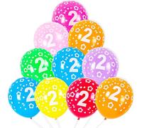 Cxryrzhe 10 palloncini per 2° compleanno, 30,5 cm, multicolore, in lattice, stampati, per 2° anniversario, forniture per feste di compleanno per ragazzi e ragazze, decorazioni per feste