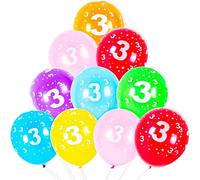 Cxryrzhe 10 palloncini per 3° compleanno, 30,5 cm, multicolore, in lattice, stampati, per 3° anniversario, feste di compleanno, per ragazzi e ragazze, decorazioni per feste