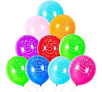 Cxryrzhe 10 palloncini per 5° compleanno, 30,5 cm, multicolore, in lattice, stampati, per feste per 5° anniversario, per feste di compleanno per ragazzo e ragazza, decorazioni per feste