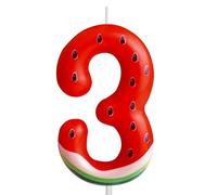 Cxryrzhe Candele per 3° compleanno, numero 3, anguria rossa, a tema anguria, per neonati, ragazze, ragazzi, torta di compleanno, laurea, celebrazione, anniversario, matrimonio, dessert, frutta