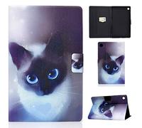 CXTCASE Custodia per Samsung Galaxy Tab A9 2023 (SM-X110/SM-X115) 8.7", custodia protettiva con funzione di supporto per Samsung Galaxy Tab A9 2023, gatto dagli occhi azzurri