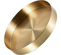 CXtech Vassoio rotondo in acciaio inox decorativo dorato, Vassoio di presentazione portacandele, espositore per la casa, per trucchi, profumi, gioielli, diametro 22 cm