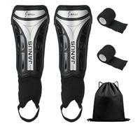 CxutSa 1 Set Parastinchi Calcio Parastinchi Protezione Caviglia con Benda Elastica e Sacchetto con Cordoncino Equipaggiamento Calcio（nero 7,5x17cm）