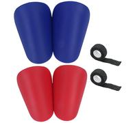 CxutSa 2 Paia Parastinchi Calcio Rossi 6x10cm Leggeri Piccoli Mini Parastinchi Blu per Bambini Giovani Adulti Equipaggiamento Calcio con Bende Elastiche