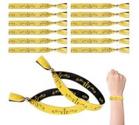 CxutSa 60 Pezzi Braccialetti in Tessuto per Eventi Oro Nero Braccialetti VIP con Chiusura in Plastica Regolabile e Riutilizzabili Identificazione Vip per Evento Bar Matrimoni Concerti (35cmx1.5cm)