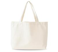 CxutSa Borse Totali in Cotone Grande 51 x 17 x 37 cm Bianco Manici Lunghi in Tessuto, Borsa per Il Trasporto Ideale Come Borsa per la Spesa Bagno Shopper Spiaggia con Cerniera