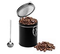 CXWFLM Barattolo per caffè in acciaio inox ermetico con valvola, contenitore per caffè vuoto nero per conservazione della freschezza, protezione dell'aroma con coperchio per chicchi di caffè, polvere