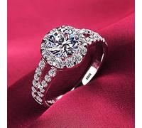 CXWK Anelli in Oro Bianco per Donna Anello Solitario con Diamante a Taglio Rotondo con zirconi, Fede Nuziale, Fidanzamento, Gioielli da Sposa