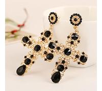 CXWK Orecchini Pendenti con Croce di Cristallo Rosa Nero Vintage per Gioielli da Donna Grandi Orecchini Lunghi barocchi Bohémien