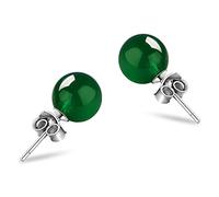 CXWK Orecchino a Bottone in Agata Naturale Quarzo Rosa 8mm per Donna S925 Gioielli in Argento Sterling Rotondo Rosa Verde Gemma Brincos