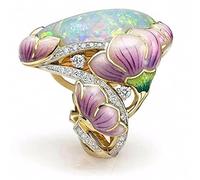 CXWK Smalto opali Vintage Grandi Anelli per Le Donne Stile Etnico Anello di barretta Signora Partito Anelli Moda Femminile Anello di Fidanzamento Gioielli da Donna