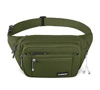 CXWMZY, marsupio per donne e uomini, con tasche multiple, grande capacità, impermeabile, casual, per viaggi, ciclismo, corsa, escursionismo, Verde, Taglia unica, moderno