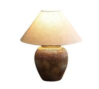 CXYWBD 19,6 "Lampada Tavolo Ceramica la Fattoria Campagna con tonalità in Tessuto Lino di Farina d'avena Camera Ufficio Adatto per camere da Letto, Soggiorno, uffici, Libro