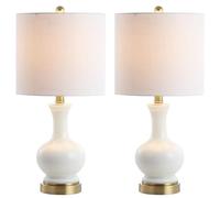 CXYWBD 22 "Moderni Lampada Tavolo a in Metallo/Vetro Set Due, tonalità Lino, Lampadina Inclusa, la Camera della libreria dell'ufficio di Adatto per camere da Letto, Soggiorno, uffici, Libro