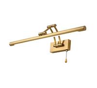 CXYWBD Adjustable Copper Light with Pull Chain Bathroom LED Vanity Lantern Wall Toilet Mirror Lamp Frame Lighting Washroom,Brass-35cm(S)