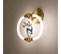 CXYWBD all-Copper Lamp丨 Chinese Light Luxury Sconces丨Zen Enamel Bedroom Bedside Lighting Fixtures丨led 10w Wall Lamp Sconces丨Ring Decorative Lamp,One Color-35 * 32CM
