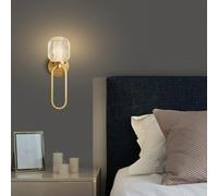 CXYWBD all Copper Lamps Postmodern Crystal Light G9 Dimmable Sconces Compatible with Bedroom Bedside Wall Mount FixturesChandelier,One Color-Long