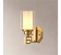 CXYWBD all Copper Wall with Glass Lampshade Bedroom Fashion Living Room E27 Indoor Lighting Fixture Bedside Decor Lamp,