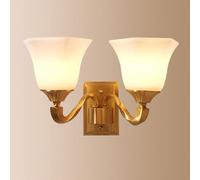 CXYWBD American Style all Copper Mount Light Fixtures Indoor Decorate White Flower Shape Glass Lamp Shade Wall Sconces E26/E27 Bedroom Bedside Living Room,B