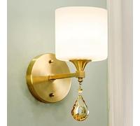 CXYWBD American Vintage Brass Lamps with E26/E27 Base Glass Lamp Body Sconces Personality Bedroom Bedside Light for Background Wall Stairs Corridor,One Color-15 * 33cm