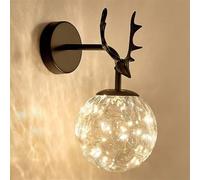 CXYWBD Comodino per Muro Lavaggio Chiaro Globe Wall - Fissaggi Illuminazione di Corna sopra la Lampada Parete da Fattoria a Specchio Compatibile
