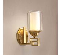 CXYWBD Copper Light Style Lamp with Dual Glass Shade Brass Wall Lights Headboard Lamps for Bedroom Living Room Hallway E27 Home,