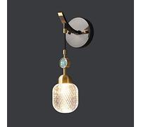 CXYWBD Copper Lighting Fixture Pattern Glass Lamp Bedroom Bedside Decor Mount Light G9 Headboard Lamps Postmodern Wall Sconces for,