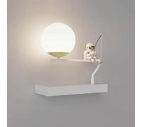 CXYWBD Creativo Creative per Bambini Lampada Resina Astronauta Scontro Sfondi Luci da in Metallo Light 3000k White Nordic Alluminio Nordico Accensione a Parete Sfera di Vetro Paramme Wall SC (WH