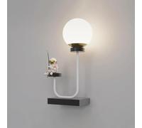 CXYWBD Creativo Creative per Bambini Lampada Resina Astronauta Scontro Sfondi Luci da in Metallo Light 3000k White Nordic Alluminio Nordico Accensione a Parete Sfera di Vetro Paramme Wall SC (WH
