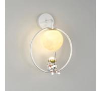 CXYWBD Creativo Creative per Bambini Lampada Resina Astronauta Scontro Sfondi Luci da in Metallo Light 3000k White Nordic Alluminio Nordico Accensione a Parete Sfera di Vetro Paramme Wall SC (WH