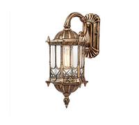 CXYWBD E27 Traditional Upside Down Lighting Fixture European Classical Waterproof Lamp Outdoor Patio Aluminum Metal Glass Wall Light External Garden,Brown