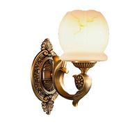 CXYWBD Fashion 1-2-Heads European Copper Lamp Luxury Bedroom Creative Bed Living Room Balcony TV Lighting Villa Club Wall Light with Glass,1-Light