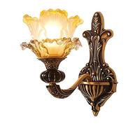 CXYWBD Fashion French Style Copper Lamp Luxury Glass Flower Shape Illumination all Bronze Bedroom Bedside Living Room Wall Kitchen Study,