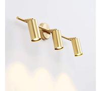 CXYWBD Fashion LED 7W Adjustable Lamp Nordic Rotatable 360° H65 Copper Wall Spotlight Indoor Lights Lighting Fixture for Bedroom Bathroom Toilet,OneColor-Three Heads