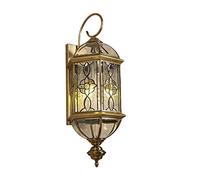 CXYWBD Fashion Vintage Industry Nordic Country Style Illumination Fixtures Copper Lamp Body Outdoor Waterproof Dampproof Wall Lantern with Glass,