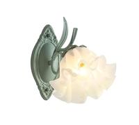 CXYWBD Fiori di Vetro Verde Leggero Francese in Campagna applione con Riferimento Letto per Soggiorno Studio corridoio Lampada a da Parete T-155