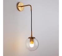 CXYWBD Globe Shape Lamp E27 Industrial Wall Lighting Fixture Bedroom Corridor Light Retro Amber Glass Sphere Wall,Gold