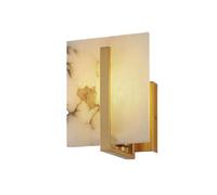 CXYWBD Gold Marble Alabaster Light with White Glass Stone Square Brass Wall Lamp for Bedroom Living Room Hallway And Bathroom Vanity,