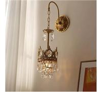 CXYWBD in Bronzo Corona Francese Luxury Crystal Retro Tradizionale Luce da Compatibile con Soggiorno Corrente Carente Moderna Lampada a Parete Base E27 Simpulla Creativa (Calda W