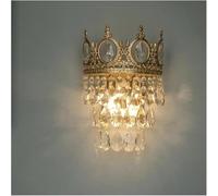 CXYWBD in Bronzo Corona Francese Luxury Crystal Retro Tradizionale Luce da Compatibile con Soggiorno Corrente Carente Moderna Lampada a Parete Base E27 Simpulla Creativa (Calda W