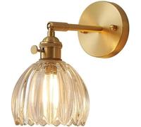 CXYWBD Japanese Retro all Copper Glass Amber Small Flower Single Head Wall Lamp Bedroom Bar Dining Room Milk Tea Nordic Brass Finish Chandelier Suitable for,